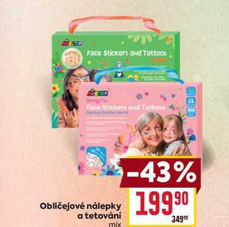 Obličejové nálepky a tetování mix