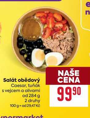 Salát obědový Caesar, tuňák s vejcem a olivami od 284 g