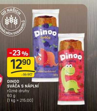 DINOO SVÁČA S NÁPLNÍ různé druhy 60 g 