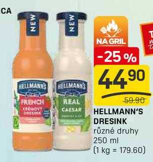 HELLMANN'S DRESINK různé druhy 250 ml