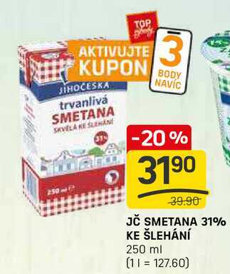 JČ SMETANA 31% KE ŠLEHÁNÍ 250 ml 