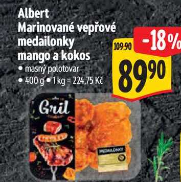 Albert Marinované vepřové medailonky mango a kokos  400 g