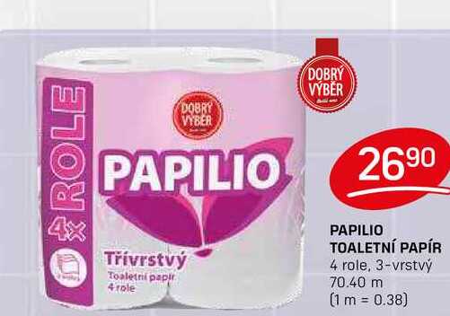 PAPILIO TOALETNÍ PAPÍR 4 role, 3-vrstvý