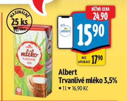 Albert Trvanlivé mléko 3,5%1 l