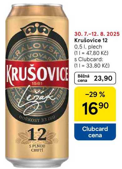 Krušovice 12 plech, 0.5 l