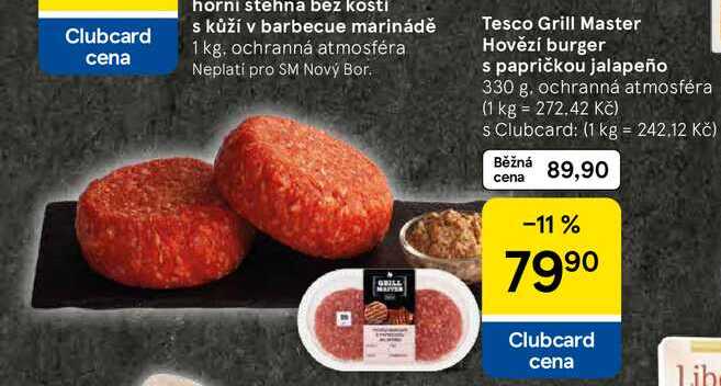 Tesco Grill Master Hovězí burger s papričkou jalapeño, 330 g 