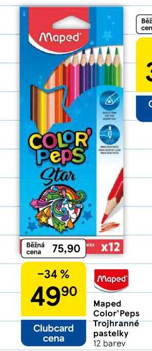 Maped Color'Peps Trojhranné pastelky, 12 barev 