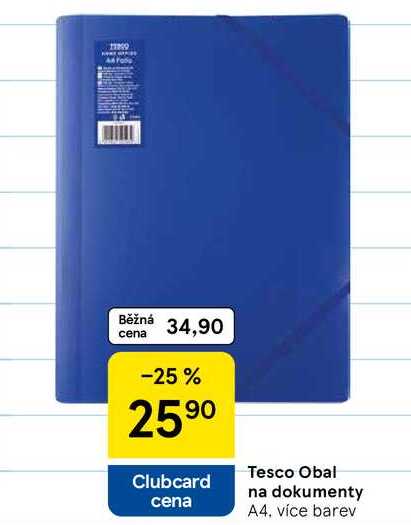 Tesco Obal na dokumenty, A4, více barev 