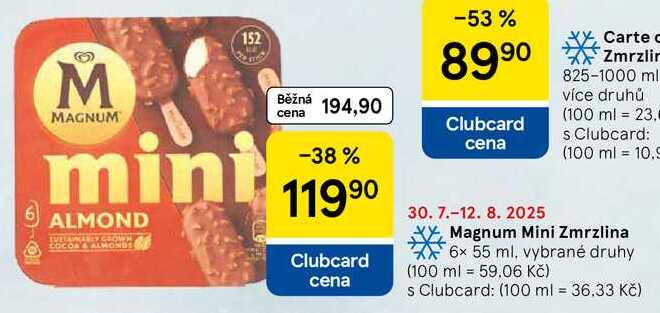 Magnum Mini Zmrzlina, 6x 55 ml, vybrané druhy 