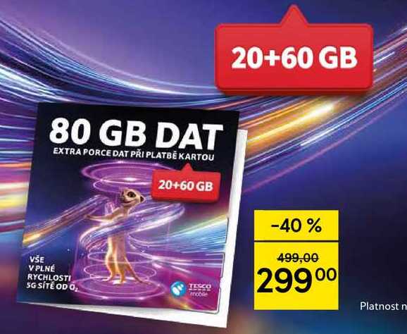 TESCO mobile, 80 GB DAT, 20+60 GB 