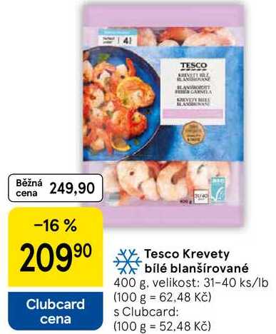 Tesco Krevety bílé blanšírované, 400 g