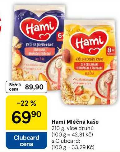 Hami Mléčná kaše, 210 g 