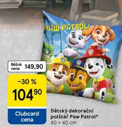 Dětský dekorační polštář Paw Patrol, 40 x 40 cm 
