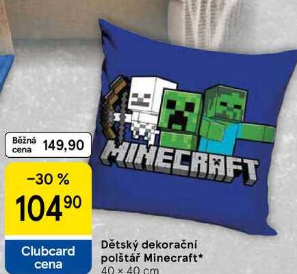 Dětský dekorační polštář Minecraft, 40 x 40 cm 