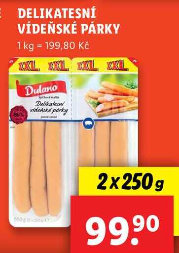 DELIKATESNÍ VÍDEŇSKÉ PÁRKY, 2x 250 g