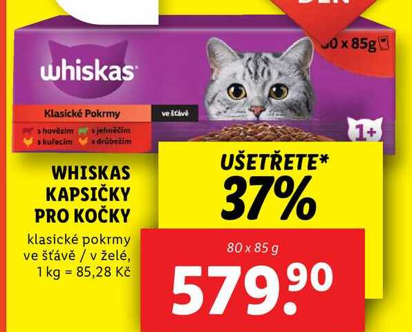 WHISKAS KAPSIČKY PRO KOČKY, 80x 85 g 