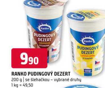 RANKO PUDINGOVÝ DEZERT 200 g se šlehačkou vybrané druhy