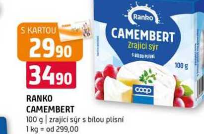 Ranko CAMEMBERT 100 g zrající sýr s bílou plísní
