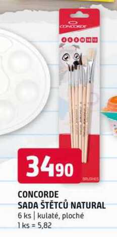 CONCORDE SADA ŠTĚTCŮ NATURAL 6 ks kulaté, ploché 