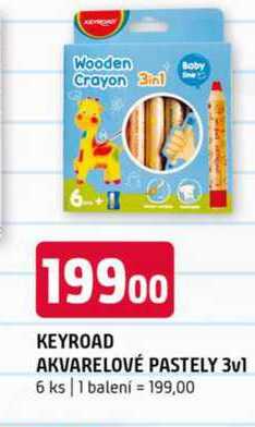 KEYROAD AKVARELOVÉ PASTELY 3v1 6 ks 1 balení 