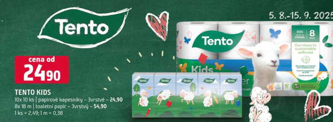 TENTO KIDS 10x 10 ks papírové kapesníky -3vrstvé