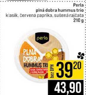 Perla plná dobra hummus trio klasik, červena paprika, sušená rajčata 210 g 