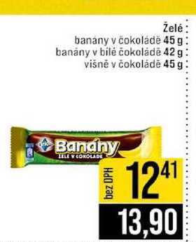 Želé banany v čokoládě 45 g banány v bílé čokoládě 42 g višně v čokoládě 45 g 