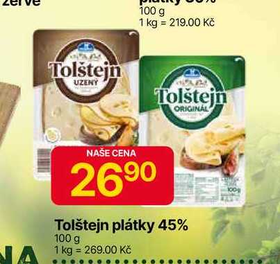 Tolštejn plátky 45% 100 g 