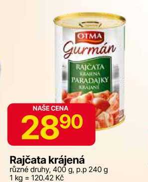 OTMA Rajčata krájená různé druhy, 400 g, p.p 240 g