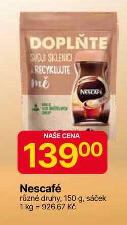 Nescafé různé druhy, 150 g, sáček 