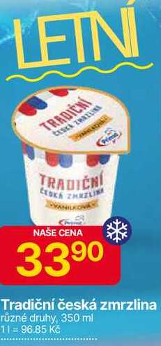 Tradiční česká zmrzlina různé druhy, 350 ml