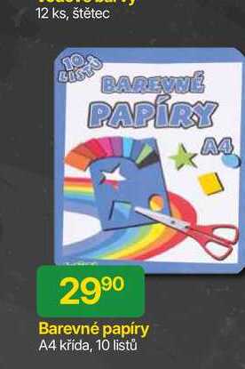 Barevné papíry A4 křída, 10 listů 