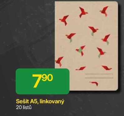 Sešit A5, linkovaný 20 listů 