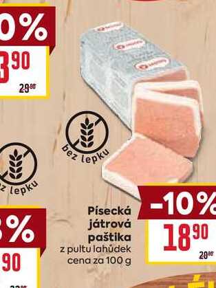 Písecká játrová paštika z pultu lahůdek cena za 100g