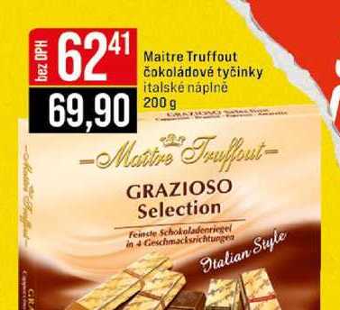 Maitre Truffout čokoládové tyčinky italské náplně 200 g 