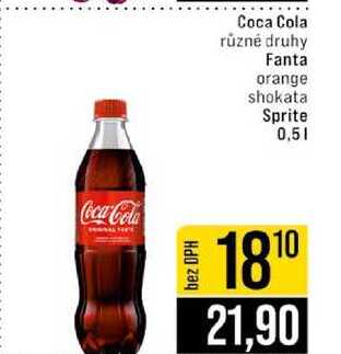 Coca Cola různé druhy Fanta orange shokata Sprite 0,5l