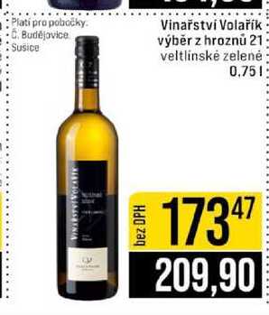 Vinařství Volařík výběr z hroznů 21 veltlínské zelené 0.75l