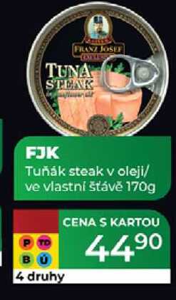 FJK Tuňák steak v oleji/ ve vlastní šťávě 170g  