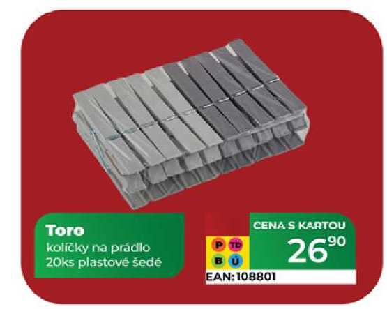Toro količky na prádlo 20ks plastové šedé