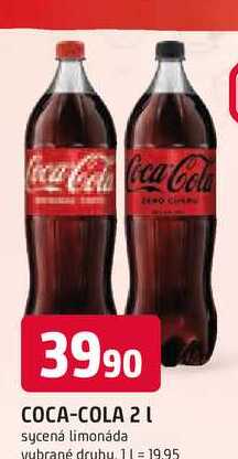 Coca-Cola 2l, vybrané druhy 2l