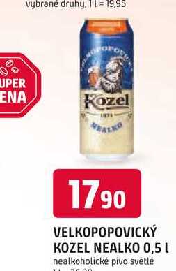 VELKOPOPOVICKÝ KOZEL NEALKO 0,5 L nealkoholické pivo světlé 
