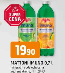 MATTONI IMUNO 0,7 L minerální voda ochucená 