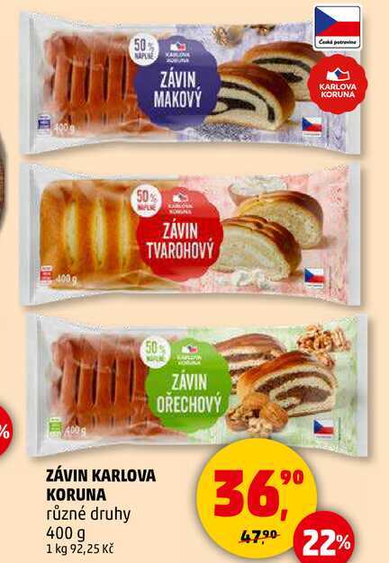 ZÁVIN KARLOVA KORUNA různé druhy, 400 g  