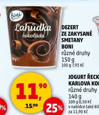 DEZERT ZE ZAKYSANÉ SMETANY BONI různé druhy, 150 g