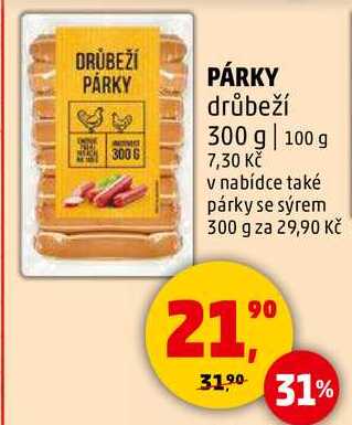 DRŮBEŽÍ PÁRKY drůbeží, 300 g