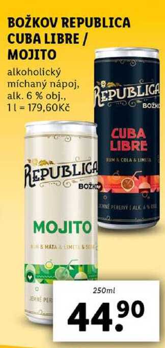 BOŽKOV REPUBLICA CUBA LIBRE/MOJITO, 250 ml