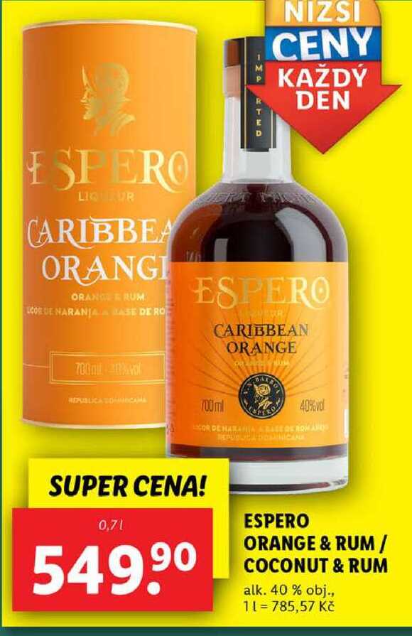 ESPERO ORANGE & RUM/COCONUT & RUM, 0,7 l