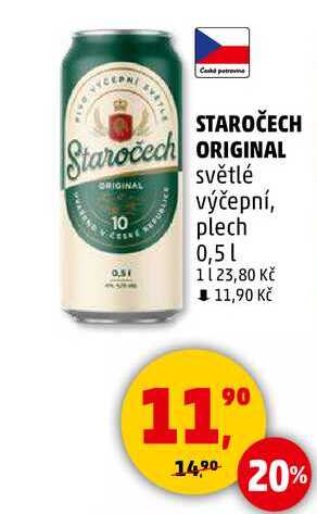 STAROČECH ORIGINAL světlé výčepní, plech, 0,5 l
