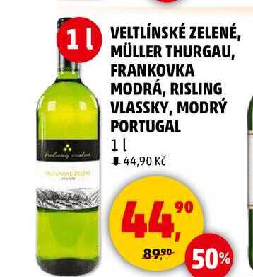 VELTLÍNSKÉ ZELENÉ, MÜLLER THURGAU, FRANKOVKA MODRÁ, 1 l 