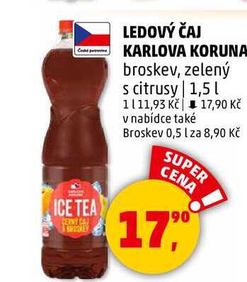 LEDOVÝ ČAJ KARLOVA KORUNA broskev, 1,5 l 